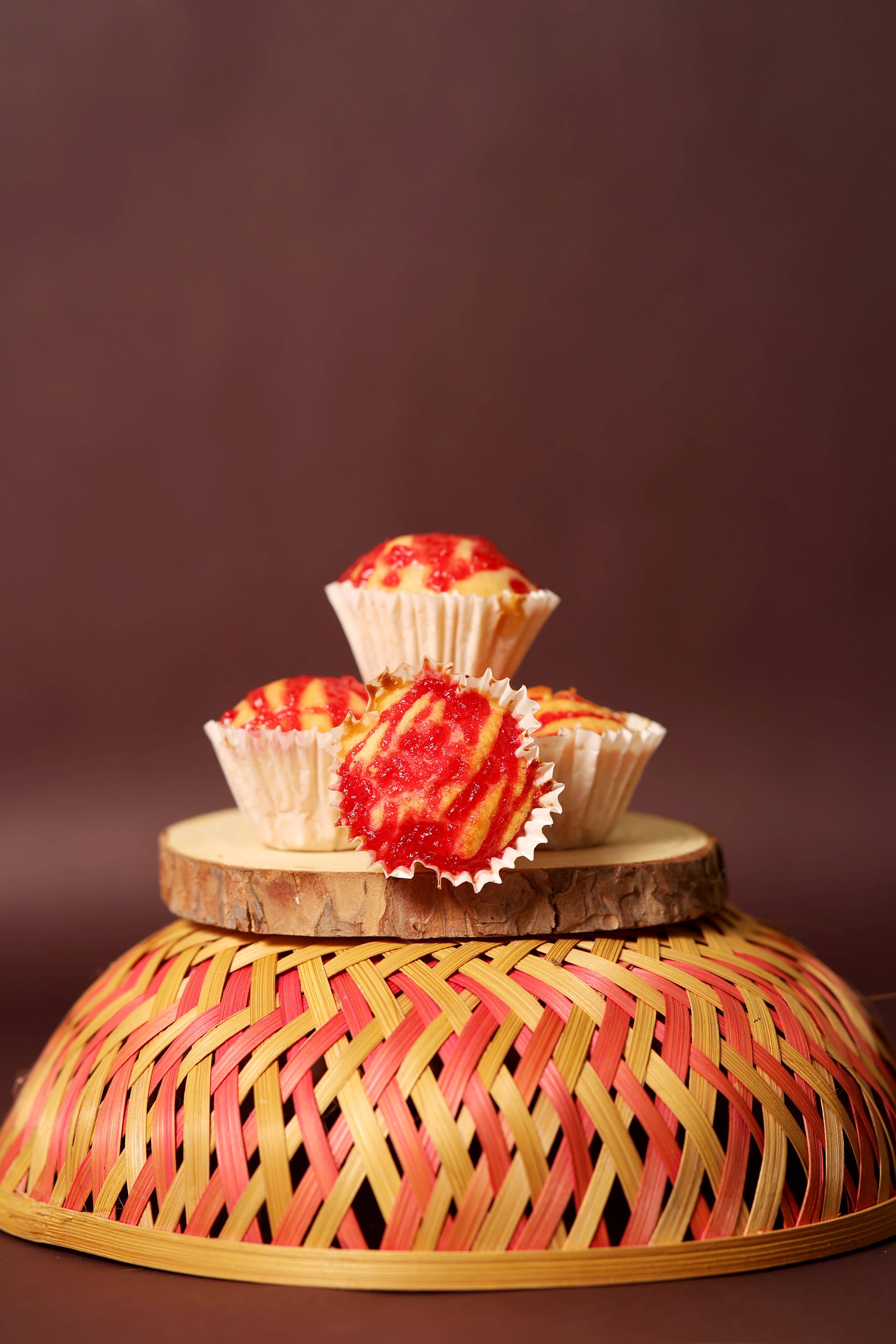 Red Jam Drizzled Cupcakes